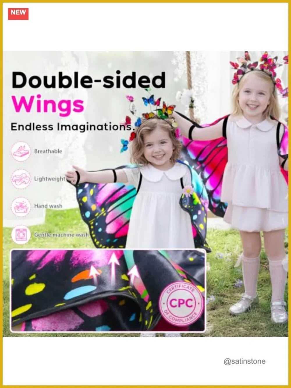 Toddler Butterfly Wings Costume Dress-Up for Girls Boys Halloween